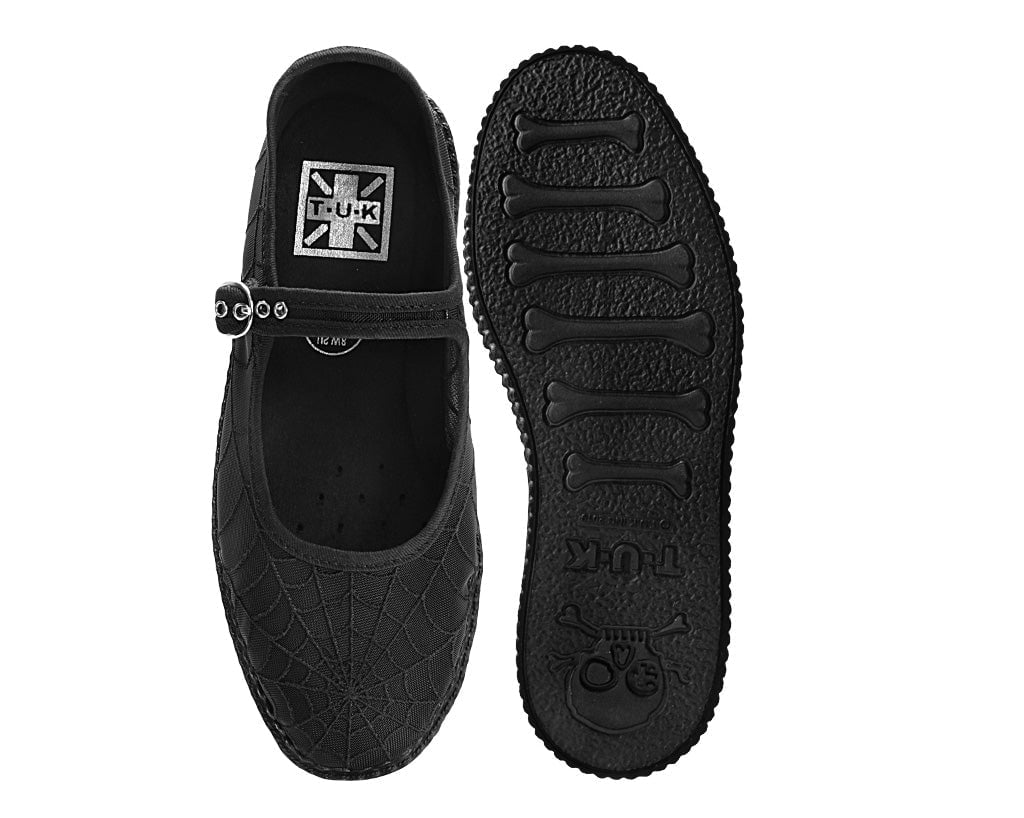 T.U.K. Shoes F3311L Black Mesh Web Viva Low Mary Jane