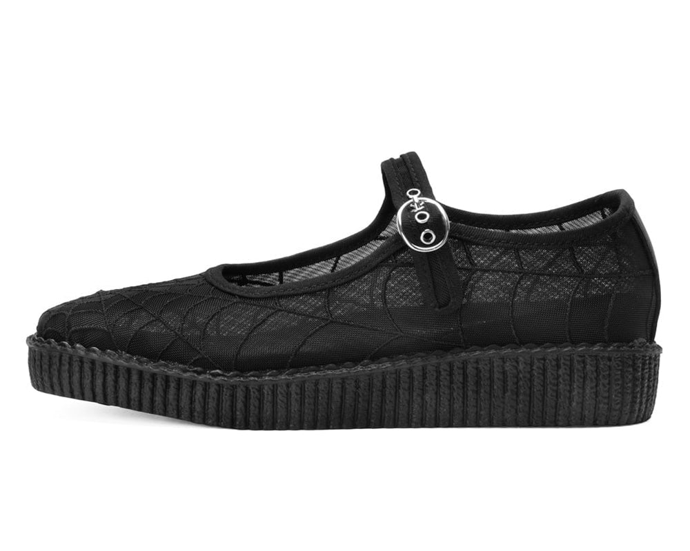 T.U.K. Shoes F3311L Black Mesh Web Viva Low Mary Jane