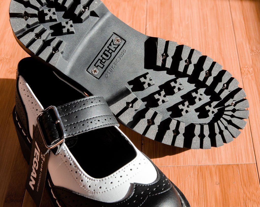 T.U.K. Shoes A9888L Black & White Double Decker Mary Jane