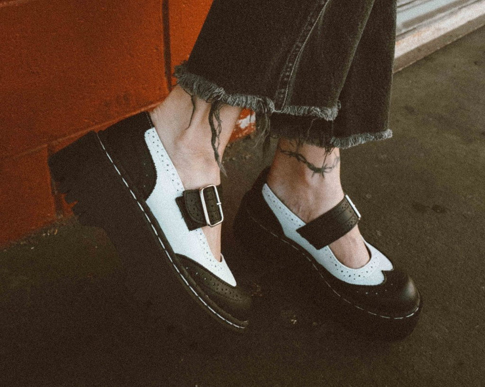 T.U.K. Shoes A9888L Black & White Double Decker Mary Jane