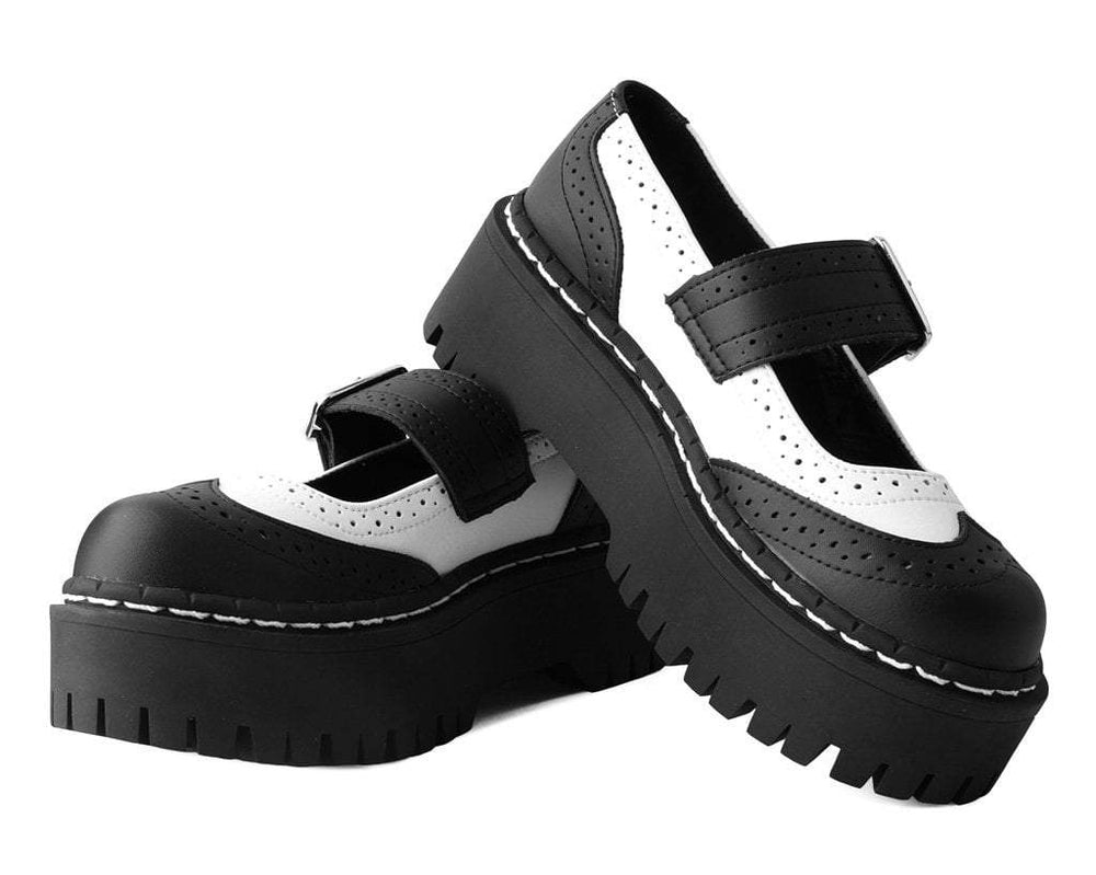 T.U.K. Shoes A9888L Black & White Double Decker Mary Jane