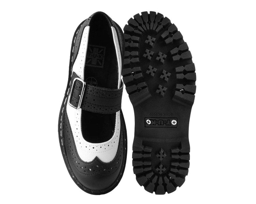 T.U.K. Shoes A9888L Black & White Double Decker Mary Jane