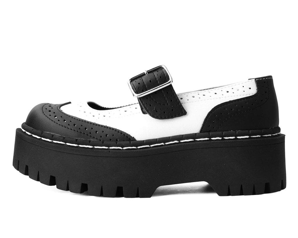 T.U.K. Shoes A9888L Black & White Double Decker Mary Jane