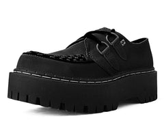 T.U.K. Shoes A3051 Black Suede Interlace Double Decker Creeper