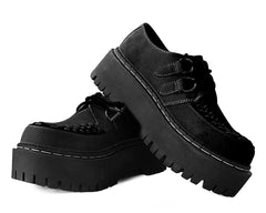 T.U.K. Shoes A3051 Black Suede Interlace Double Decker Creeper