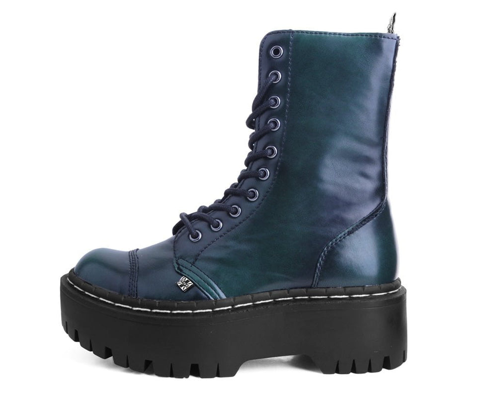T.U.K. Shoes A3195 Green Rub-Off 10-Eye Double Decker Boot
