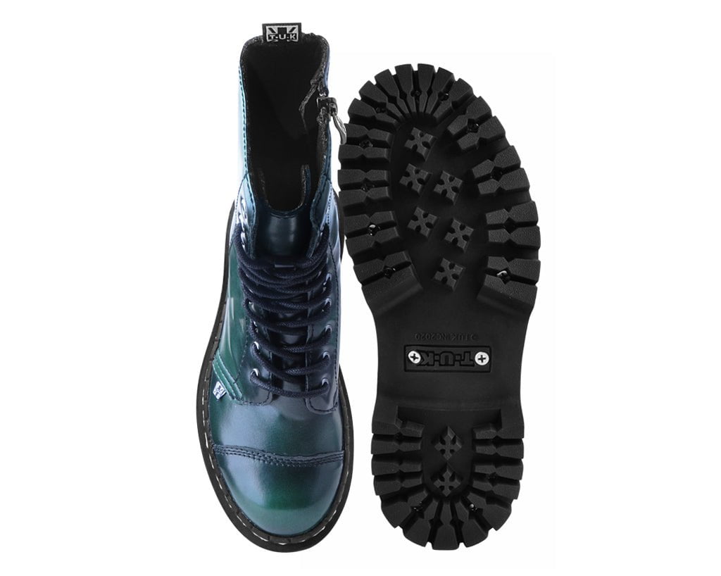 T.U.K. Shoes A3195 Green Rub-Off 10-Eye Double Decker Boot