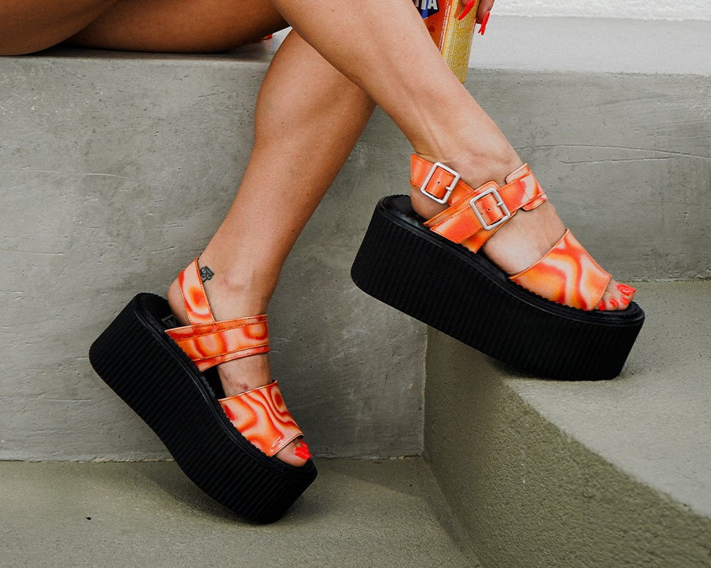 T.U.K. Shoes S3306L Orange Wavy Strato Sandal