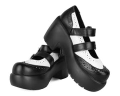 T.U.K. Shoes A3273L Black & White Brogue Bubble Mary Jane