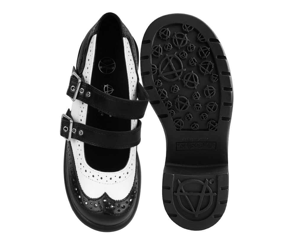 T.U.K. Shoes A3273L Black & White Brogue Bubble Mary Jane