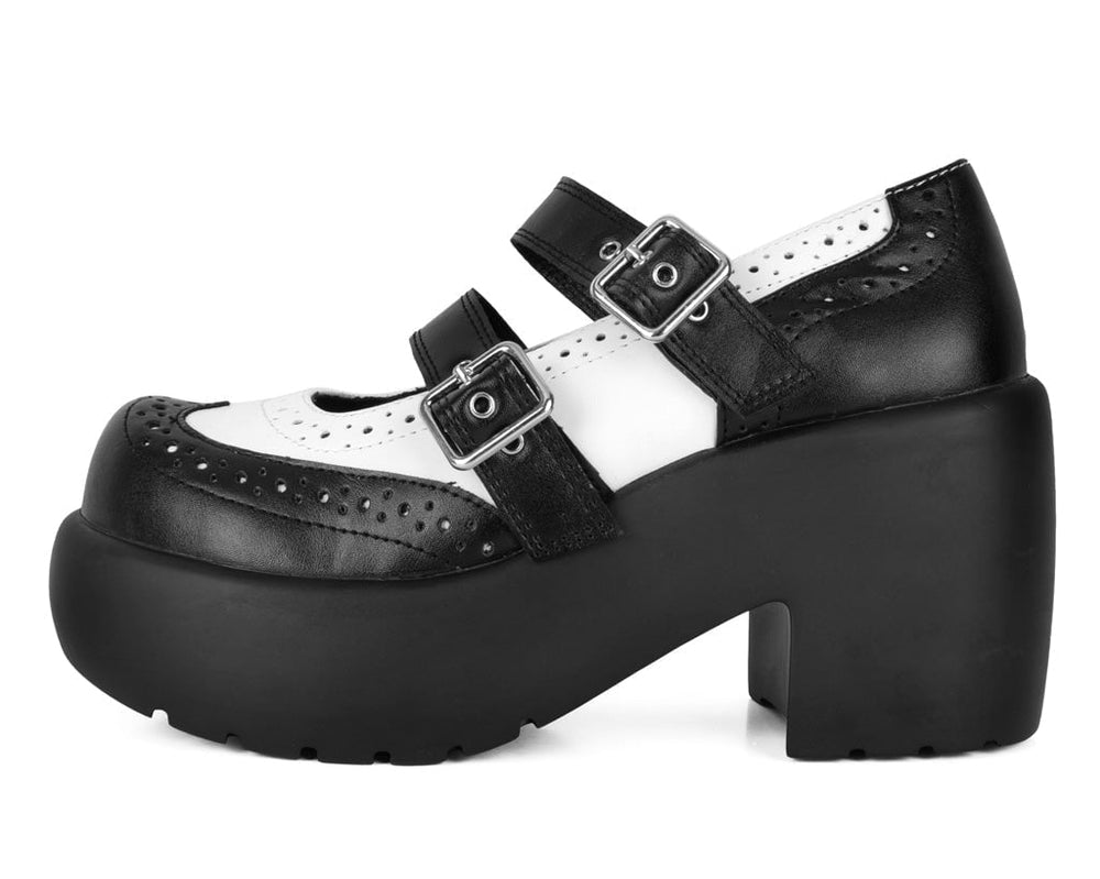 T.U.K. Shoes A3273L Black & White Brogue Bubble Mary Jane