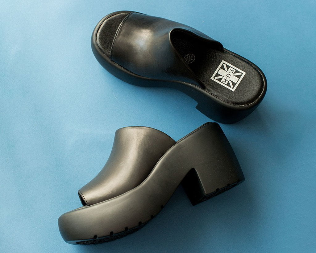 T.U.K. Shoes A9878L Black Bubble Mule Heel