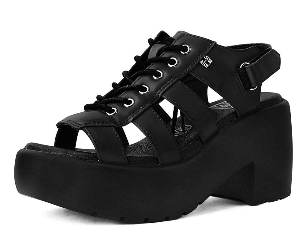 T.U.K. Shoes A9962L Black Lace Up Bubble Heel