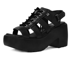 T.U.K. Shoes A9962L Black Lace Up Bubble Heel