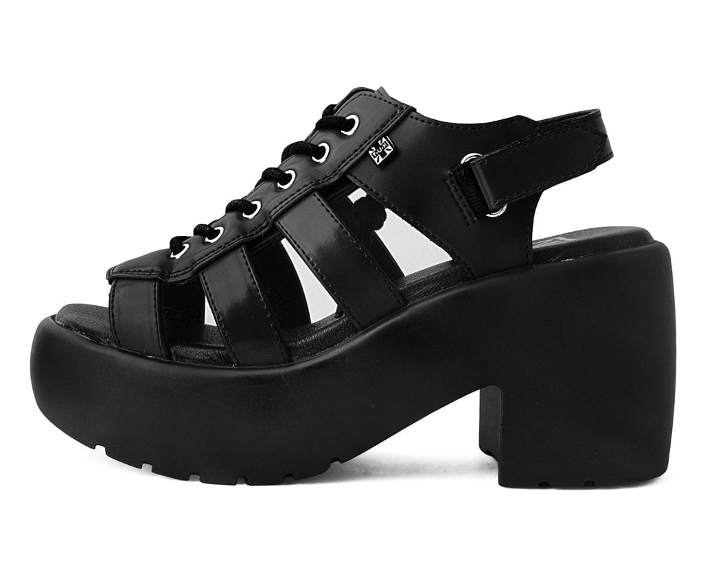 T.U.K. Shoes A9962L Black Lace Up Bubble Heel