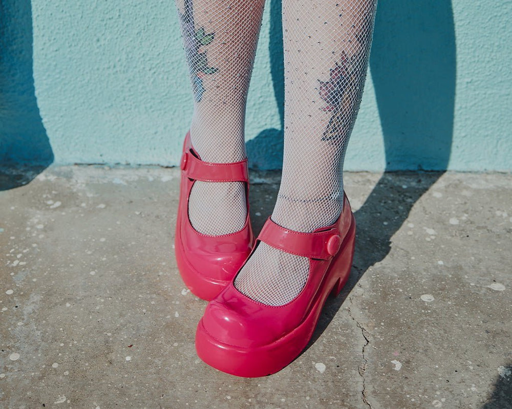 T.U.K. Shoes A3219L Pink Liquid Bubble Mary Jane Platform