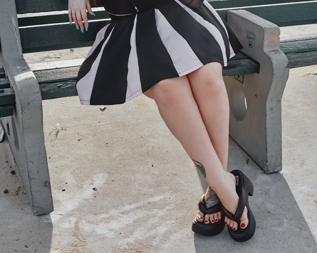 T.U.K. Shoes A9960L Black Strappy Bubble Heel