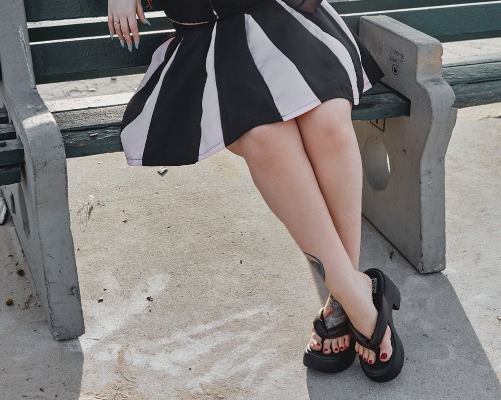 T.U.K. Shoes A9960L Black Strappy Bubble Heel
