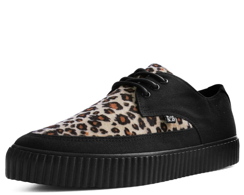 T.U.K. Shoes Black & Leopard Tie Pointed Lace Up EZC