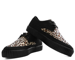 T.U.K. Shoes Black & Leopard Tie Pointed Lace Up EZC