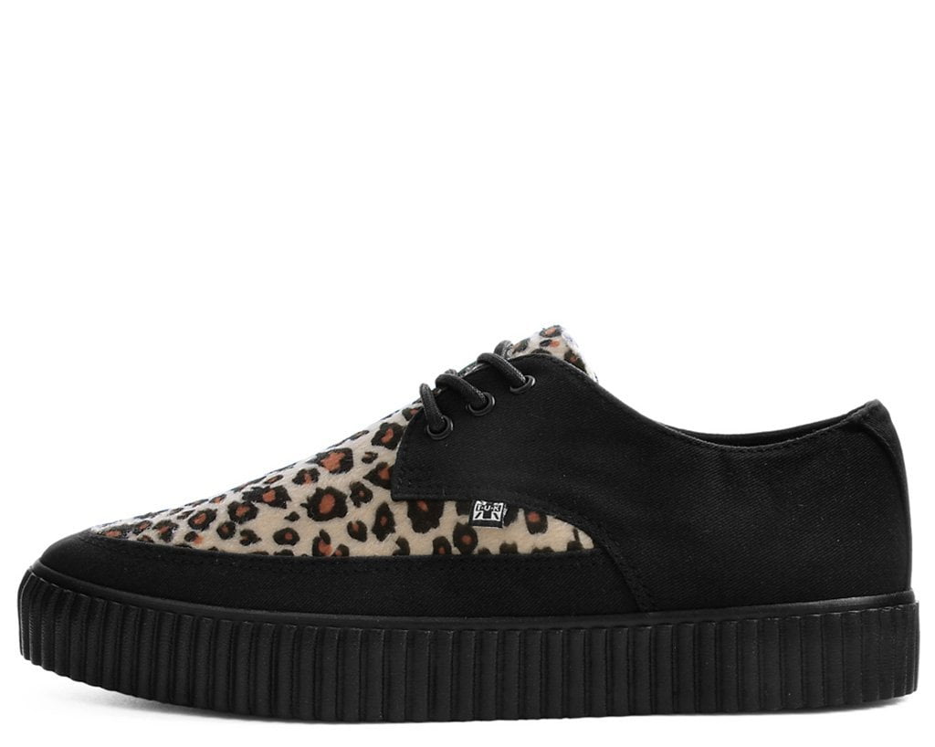 T.U.K. Shoes Black & Leopard Tie Pointed Lace Up EZC