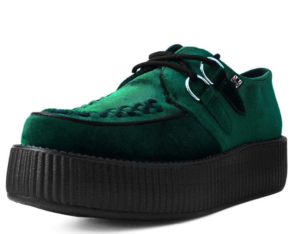 T.U.K. Shoes V8535 Emerald Green Velvet Viva Mondo Creeper