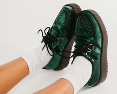 T.U.K. Shoes V8535 Emerald Green Velvet Viva Mondo Creeper