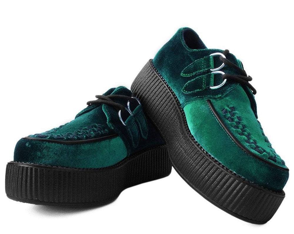 T.U.K. Shoes V8535 Emerald Green Velvet Viva Mondo Creeper