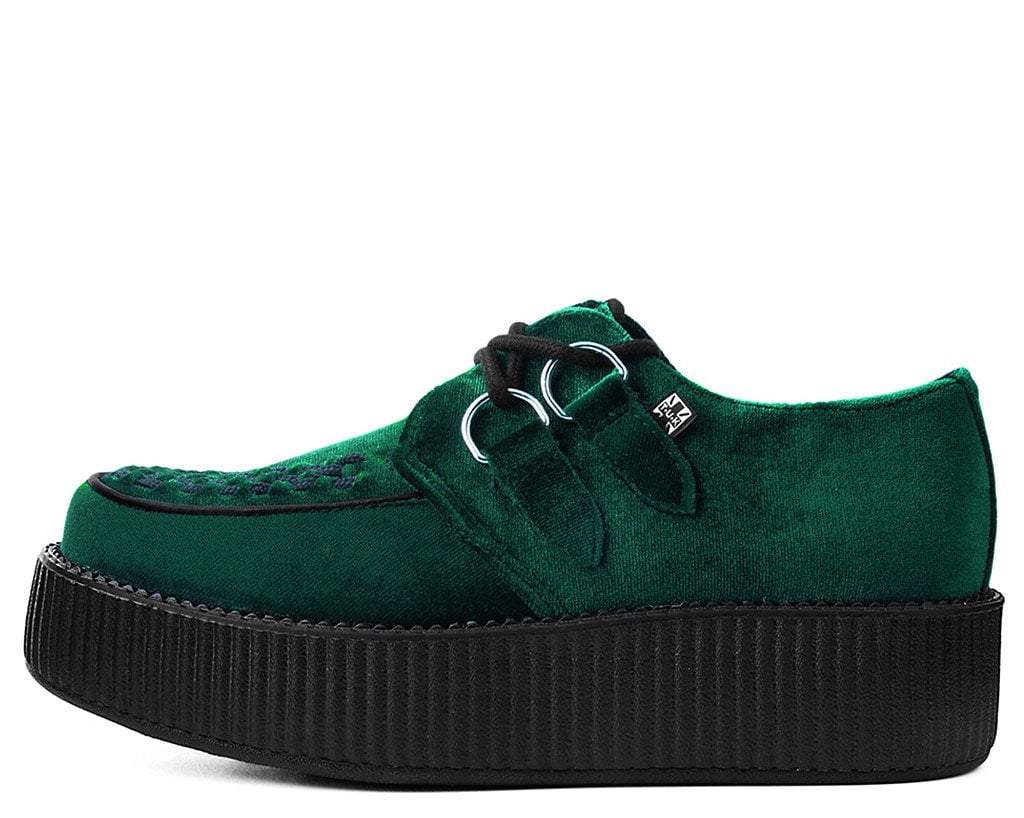 T.U.K. Shoes V8535 Emerald Green Velvet Viva Mondo Creeper