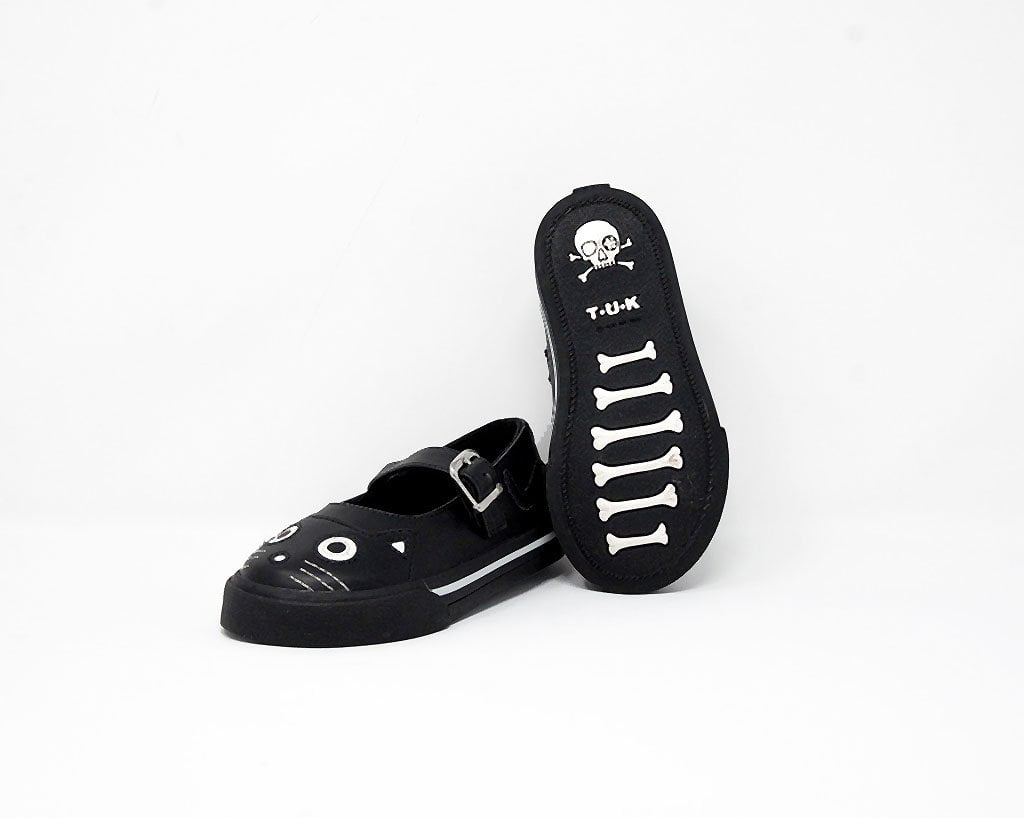 T.U.K. Shoes A9725B Black & White Kitty Mary Jane Toddler Sneaker