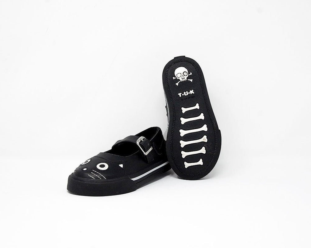 T.U.K. Shoes A9725B Black & White Kitty Mary Jane Toddler Sneaker