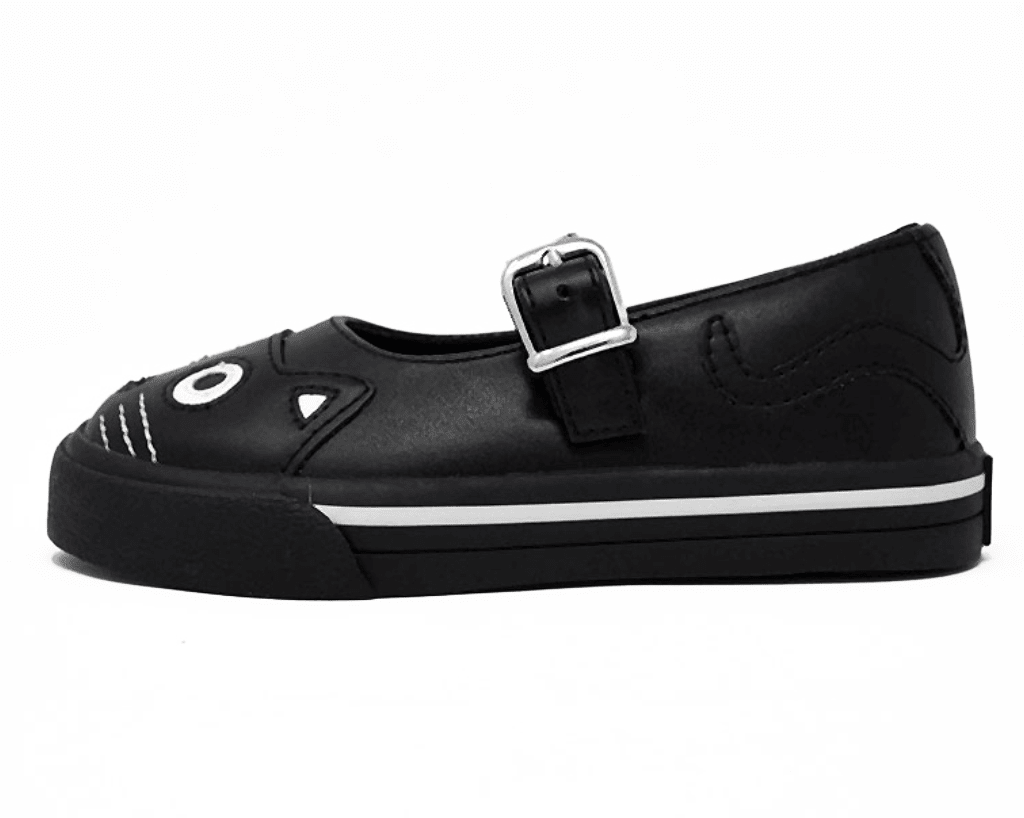 T.U.K. Shoes A9725B Black & White Kitty Mary Jane Toddler Sneaker