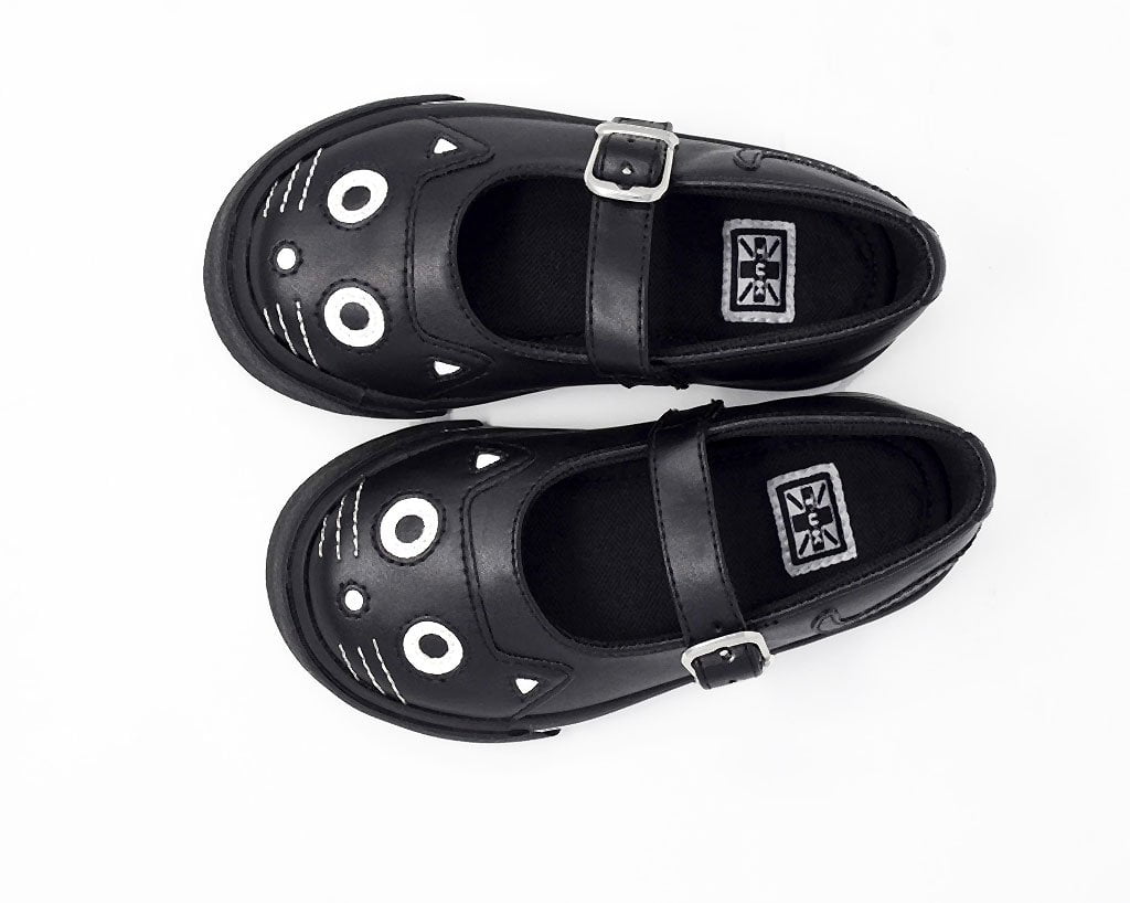 T.U.K. Shoes A9725B Black & White Kitty Mary Jane Toddler Sneaker