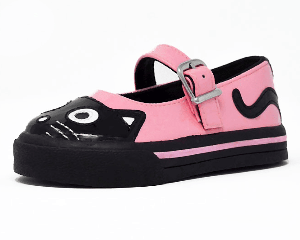T.U.K. Shoes A9726B Black & Pink Kitty Mary Jane Toddler Sneaker