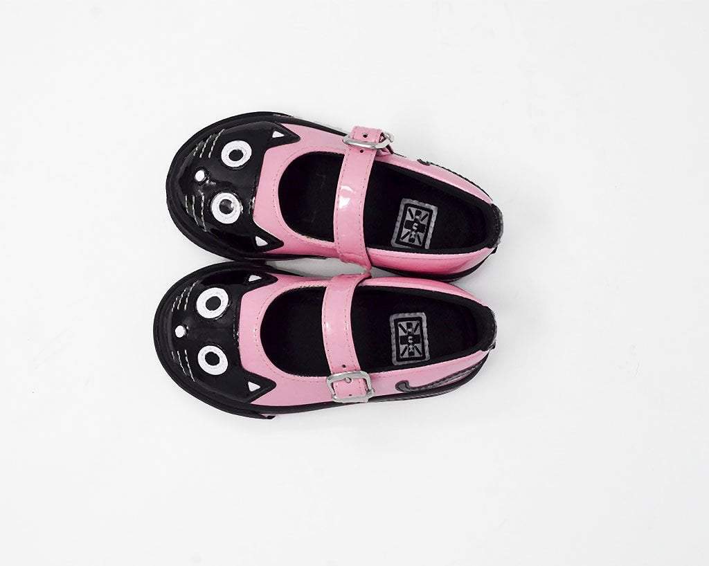 T.U.K. Shoes A9726B Black & Pink Kitty Mary Jane Toddler Sneaker