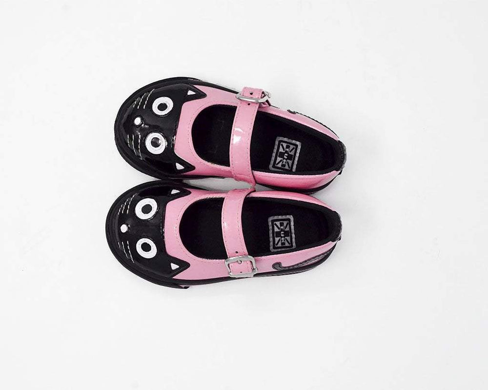 T.U.K. Shoes A9726B Black & Pink Kitty Mary Jane Toddler Sneaker