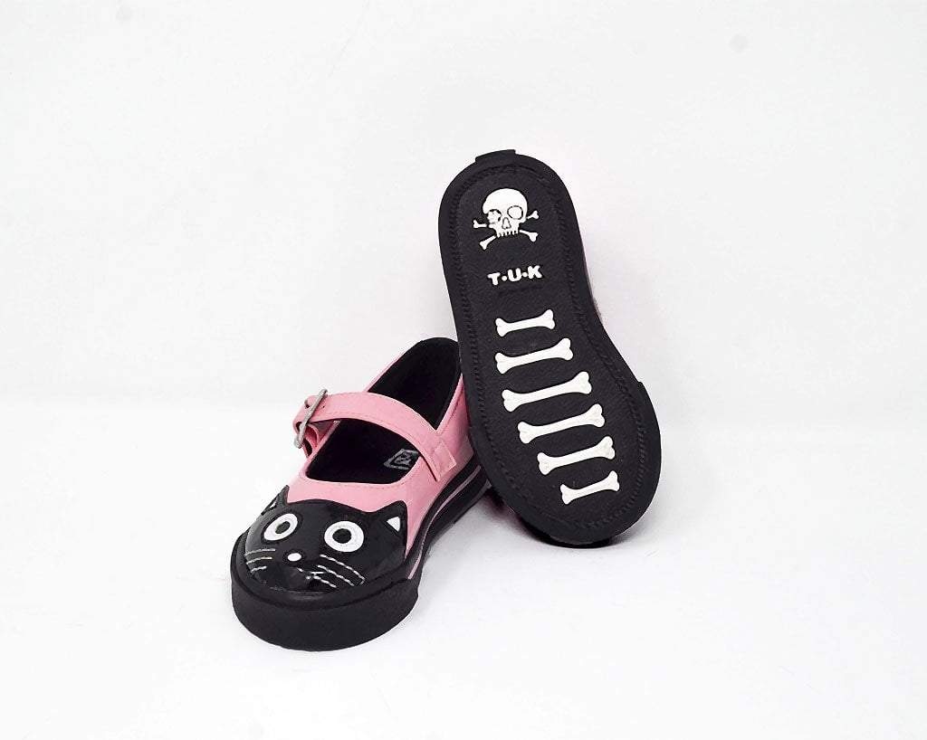 T.U.K. Shoes A9726B Black & Pink Kitty Mary Jane Toddler Sneaker