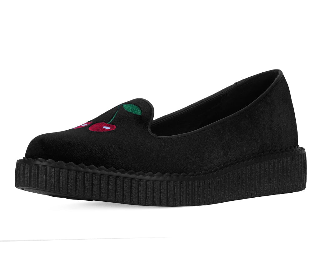 T.U.K. Shoes A3338L Black Velvet Cherry Ballet Flat
