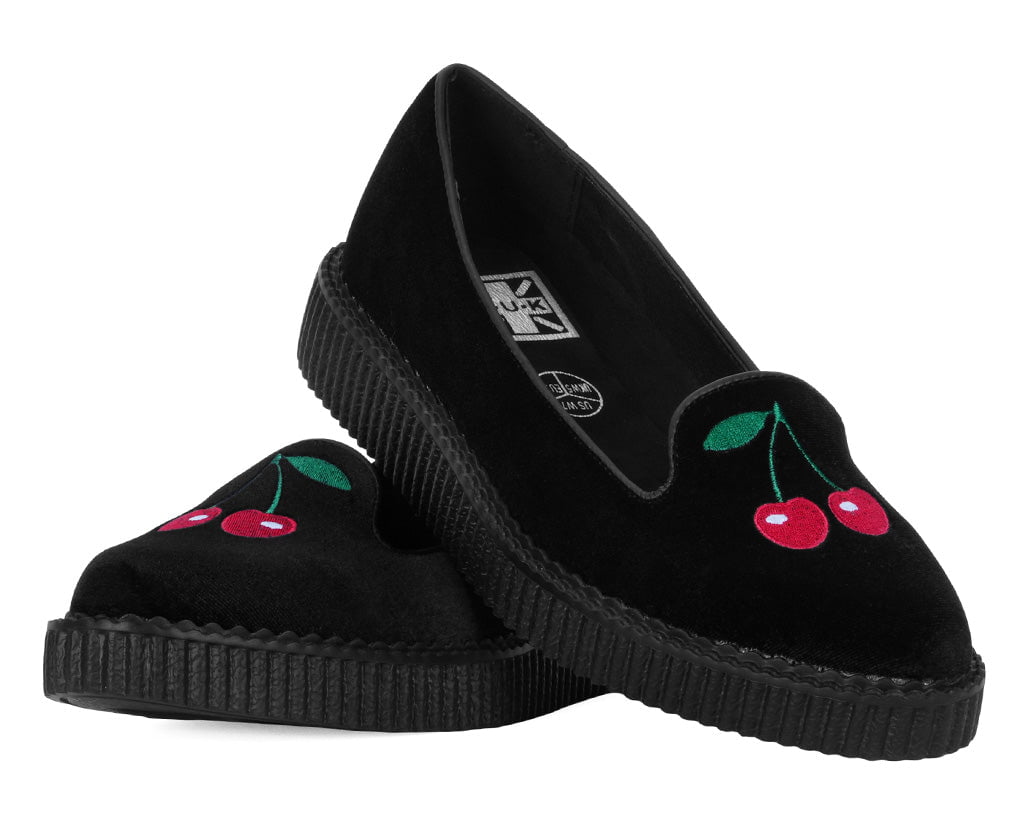 T.U.K. Shoes A3338L Black Velvet Cherry Ballet Flat