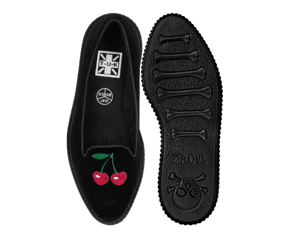 T.U.K. Shoes A3338L Black Velvet Cherry Ballet Flat