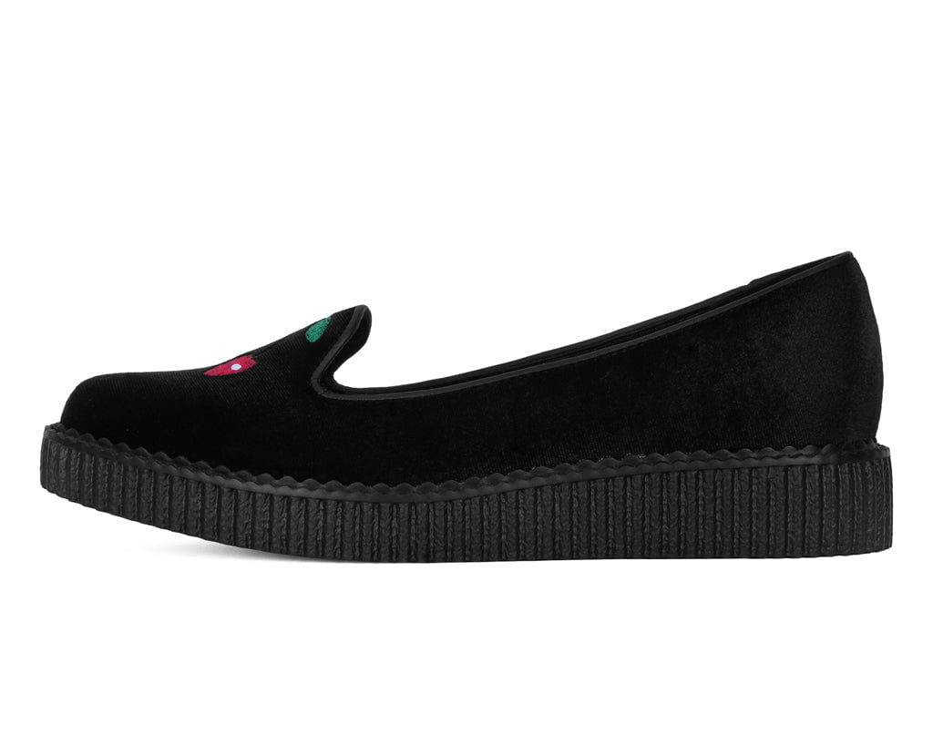 T.U.K. Shoes A3338L Black Velvet Cherry Ballet Flat