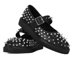 T.U.K. Shoes A3355L Black TUKskin Pointed Spike Mary Jane