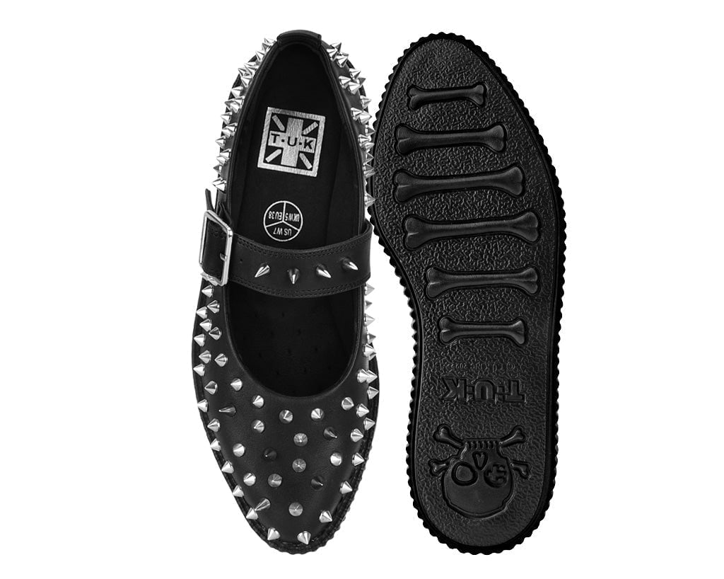 T.U.K. Shoes A3355L Black TUKskin Pointed Spike Mary Jane