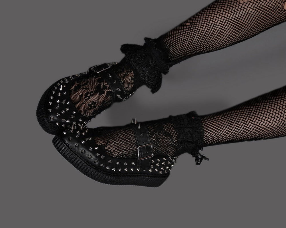T.U.K. Shoes A3355L Black TUKskin Pointed Spike Mary Jane
