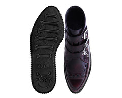 T.U.K. Shoes A3170 Burgundy Rub-Off 3-Buckle Pointed Creeper Boot
