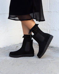 T.U.K. Shoes F3424L Black Faux Suede Viva Low Chelsea Boot