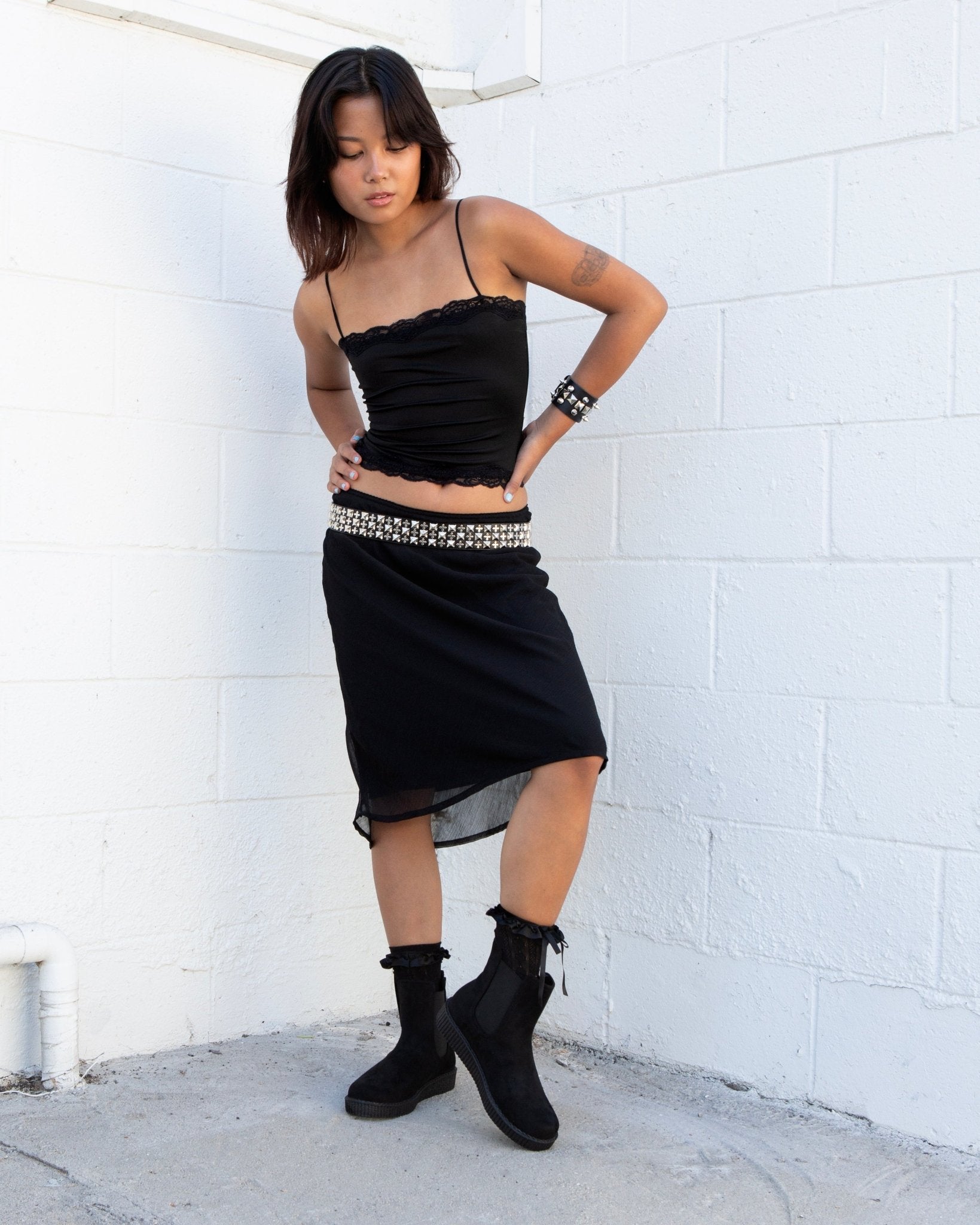 T.U.K. Shoes F3424L Black Faux Suede Viva Low Chelsea Boot