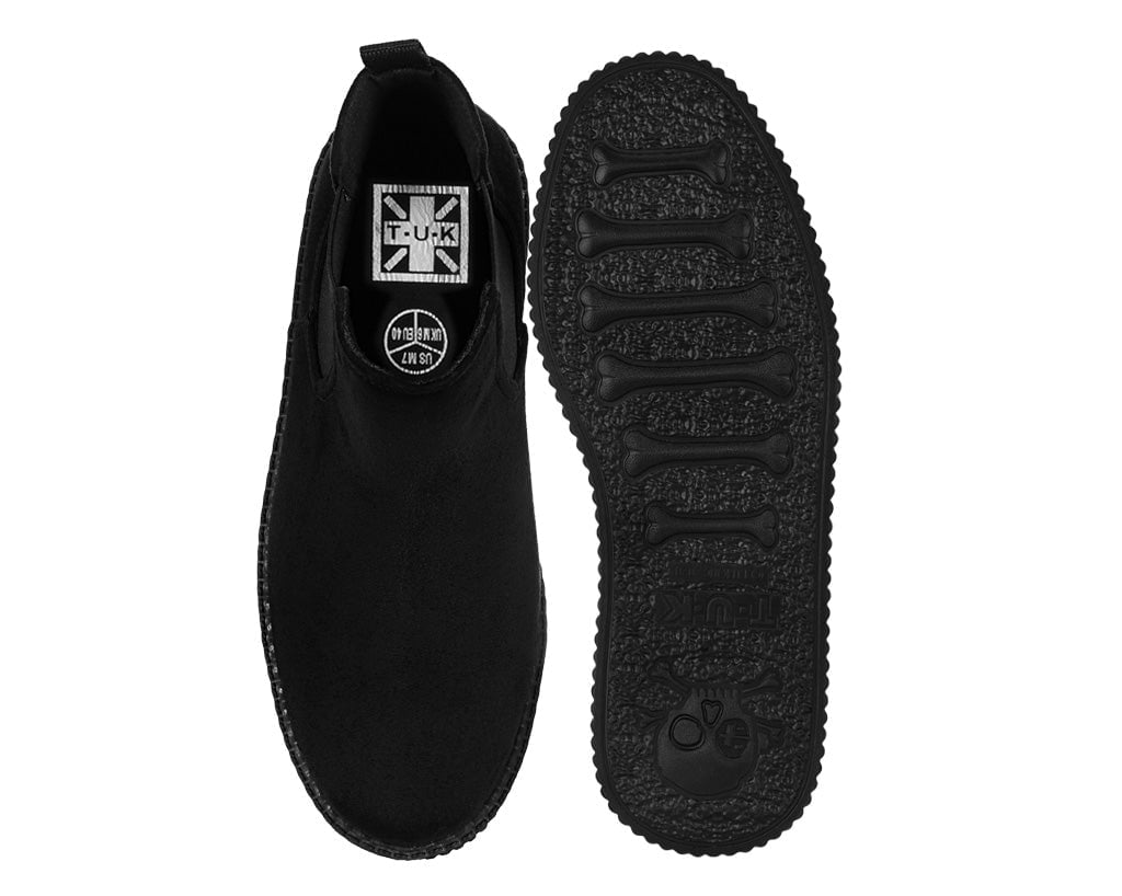 T.U.K. Shoes F3424L Black Faux Suede Viva Low Chelsea Boot