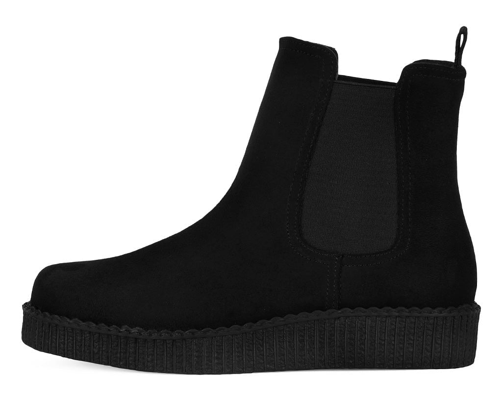 T.U.K. Shoes F3424L Black Faux Suede Viva Low Chelsea Boot