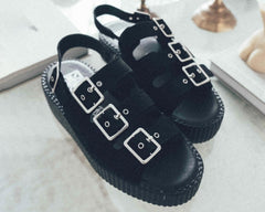 T.U.K. Shoes V3141L Black Faux Suede 3-Buckle Mondo Sandal